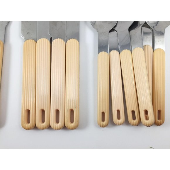 Yellow Cream Stainless Steel Silverware Flatware - Picture 2 of 6